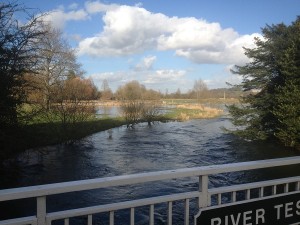 The River Test bankfull at Stockbridge
